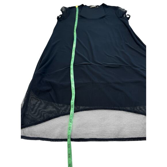 SYMPLI Navy Blue Mesh Detail Tunic Top Size 8 Womens Jersey Knit Lagenlook - Picture 9 of 9